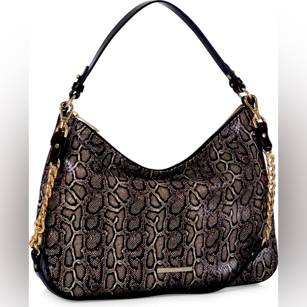 Brahmin Heather Snake Embossed Leather Shoulder Bag, like new!